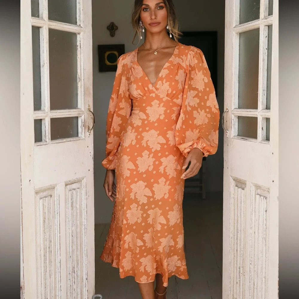 Hello Molly Orange Floral Women's Dress - Picture 2 of 6